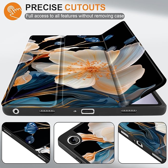 MEEgoodo Case for Samsung Galaxy Tab A9 Plus 11 inch Cover 2024 2023 with S Pen Holder, A9+ Smart Tablet Cases with Leather Trifold Stand+Soft TPU Back Shell+Smart Auto Wake/Sleep, Beautiful Fractal