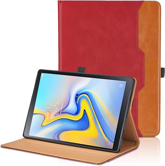 Case for Samsung Galaxy Tab A 10.5 2018 SM-T590/T595/T597, PU Leather Folio Stand Case with Hand Starp and Pocket, Auto Wake/Sleep Smart Tablet Cover, Red