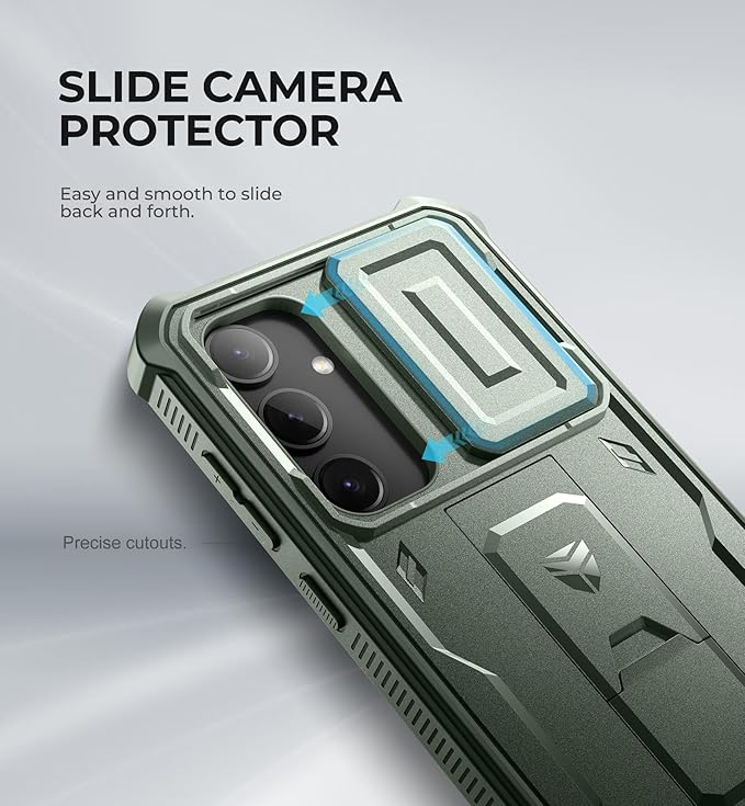 Dexnor for Samsung Galaxy S24 Plus Case with Built-in Slide Camera Cover & Screen Protector & Kickstand, Shockproof Rugged Case Full-Body Bumper Protective Cover for Galaxy S24 Plus (2024),Army Green