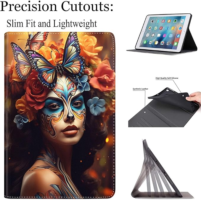 Case for Galaxy Tab A9 Plus ， Auto Sleep/Wake Multi-Angle Viewing Slim Folio Stand Cover for Samsung Galaxy Tab A9+/A9 Plus 11 Inch 2023 (SM-X210/X216/X218), Butterfly Girl