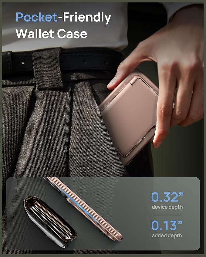 for Samsung Galaxy S25 Ultra Case with Card Holder & Camera Lens Cover Stand, Military Grade Drop Protection Shockproof Rugged Wallet Protective Phone Case for S25 Ultra 6.9" 2025, Rose Gold