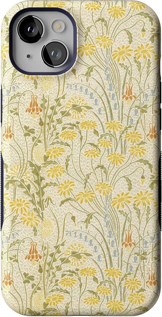 Casely iPhone 14 Case | Boho Blooms | Golden Floral | Compatible with MagSafe | Bold Protective Design