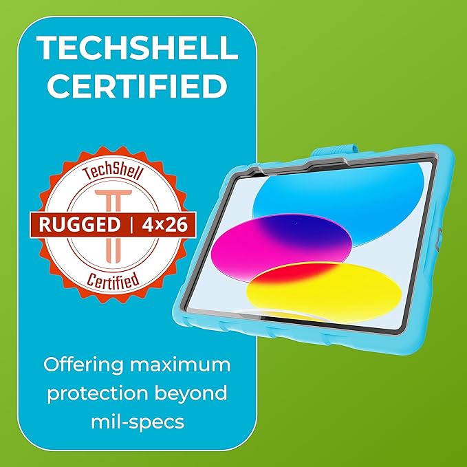 Gumdrop Hideaway iPad Case w/Stand Fits ONLY iPad 11th Generation |A16| & 10th Gen (10.9) inch Rugged Shockproof Reliable & Drop Tested for Kids K-12 Students Teachers Classrooms & School Use - Blue