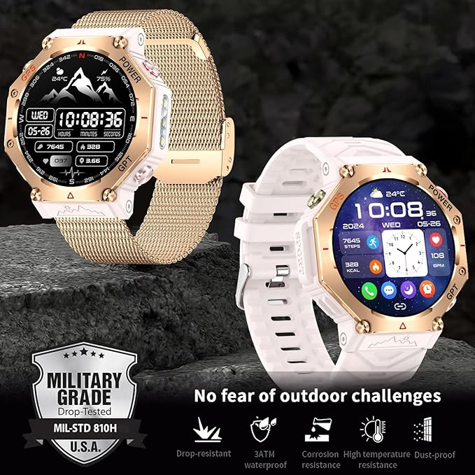 ZL-SW8(Pink) 1.39" Stylish Smartwatch for Women, Bluetooth Calling, AI Voice Assistant, 107 Sport Modes, 3ATM Waterproof, Fashionable Design, Compatible with Android/iOS