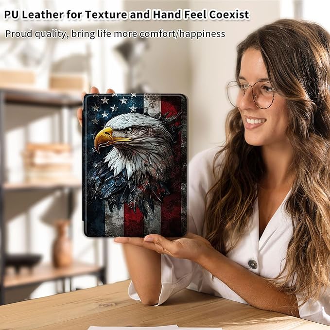 Case for Samsung Galaxy Tab A9 8.7 Inch 2023 Tablet Case, 360 Degree Rotating Folio Stand Smart Cover for Samsung Galaxy Tab A9 Tablet, Auto Sleep/Wake, American Flag Eagle