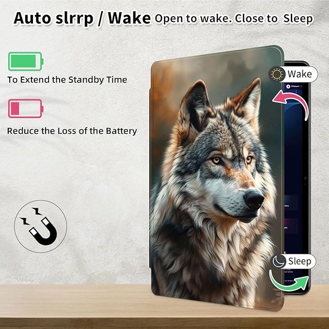 Case for Samsung Galaxy Tab S10 Ultra/Tab S9 Ultra 14.6-Inch, 360 Degree Rotating Folio Stand Smart Cover for Galaxy Tab S10 Ultra/ S9 Ultra 14.6'', Auto Sleep/Wake, Wolf 4