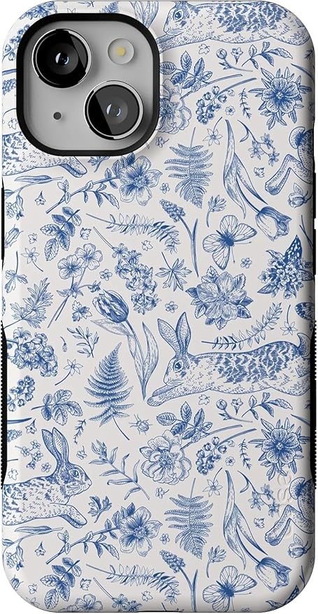 Casely iPhone 14 Case | Hop & Bloom | Bunny Toile | Compatible with MagSafe | Bold Protective Design