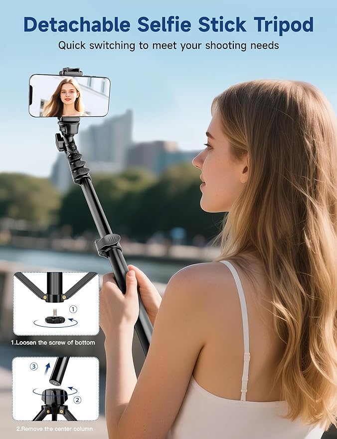 Phone Tripod Stand, 85" Tall Cellphone Tripod for iPhone with Gooseneck Remote, Flexible Portable Phone Stand for Recording, Compatible with iPhone 14 13 12 pro Android Camera