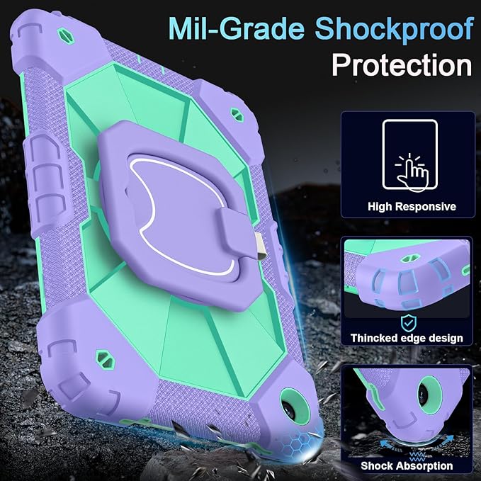 Case for Galaxy Tab A9+/A9 Plus 11 Inch (SM-X210/X216/X218) with Screen Protector 360 Rotating Stand Military Grade Shockproof Kids Cover for Samsung A9 Plus Tablet Cases