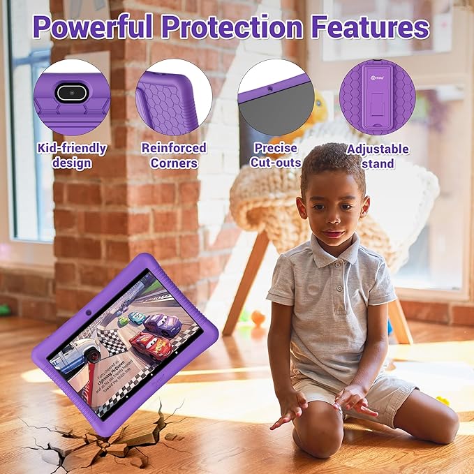 Contixo 10-Inch Kids Tablet - Ages 3-12, 80 Disney eBooks ($350 Value), 32GB Storage, Android, Parental Controls, Silicone Case w/Kickstand, STEM Learning Tablet for Older Kids - Purple