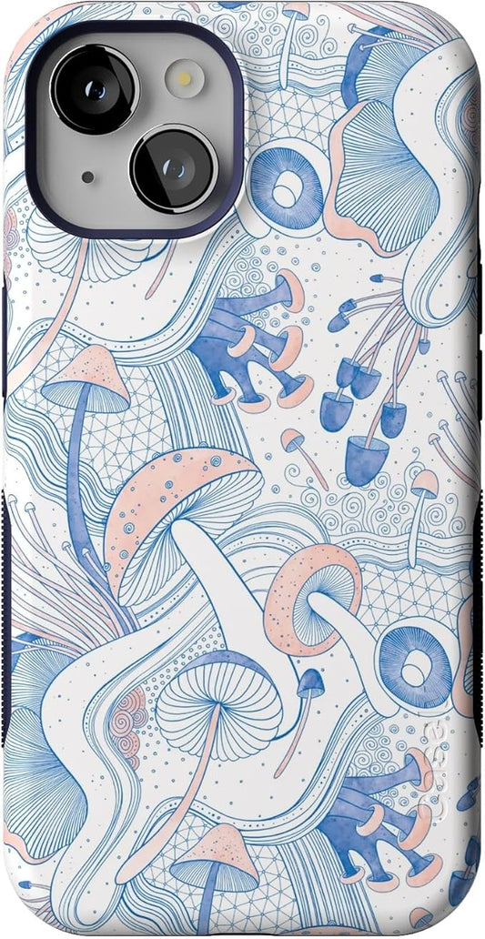 Casely iPhone 14 Case | The Fun Guy | Enchanted Forest Mushroom Floral | Compatible with MagSafe | Bold Protective Design