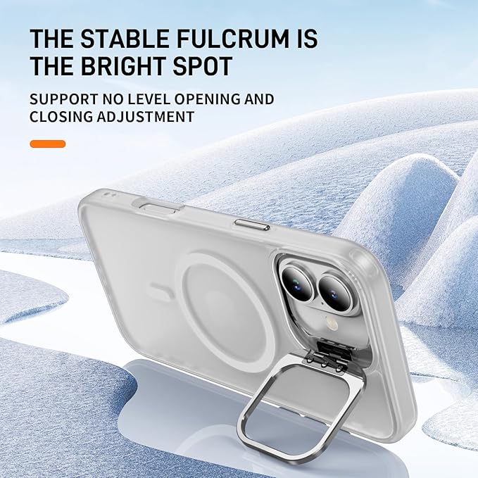 16 Plus Phone Case Magnetic for iPhone 16 Plus, with Stand, [Compatible Fast Wireless Charging] Military-Grade Drop Protection Case for Phone 16 Plus 6.7 Inch, Translucent