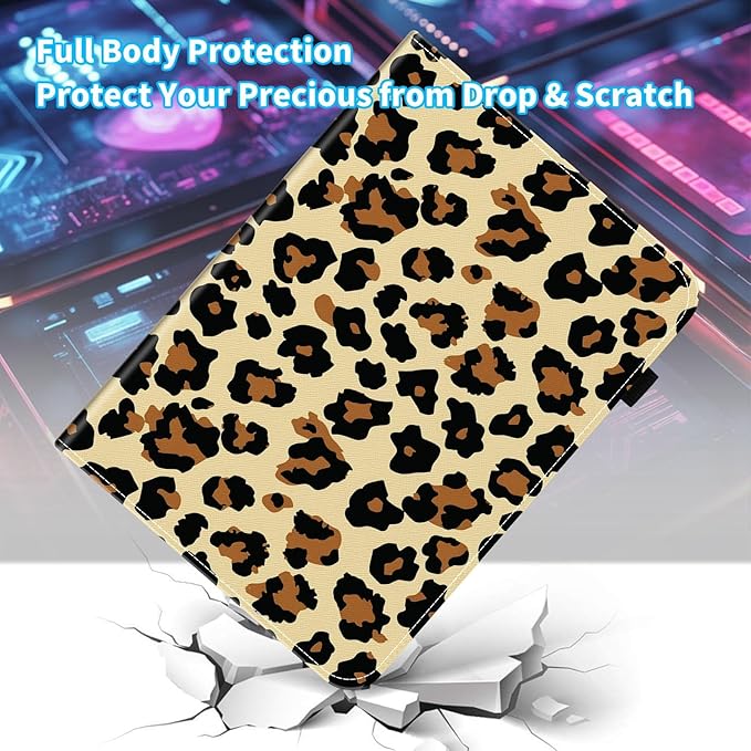 Case for Samsung Galaxy Tab A9 Plus/A9+ 5G 11 Inch 2023 Model (SM-X210/X216/X218),Card Slot PU Leather TPU Case Pen Holder Auto Wake Sleep,Leopard Print
