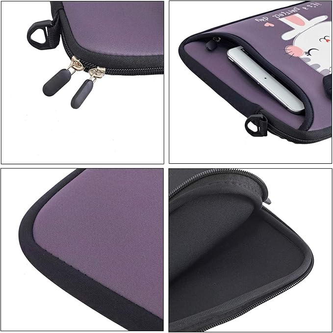 RICHEN 14 15 15.4 15.6 inch Laptop Shoulder Bag Notebook Handle Sleeve Neoprene Soft Carrying Travel Case with Accessories Pocket (14-15.6 inch, Cute Cat)