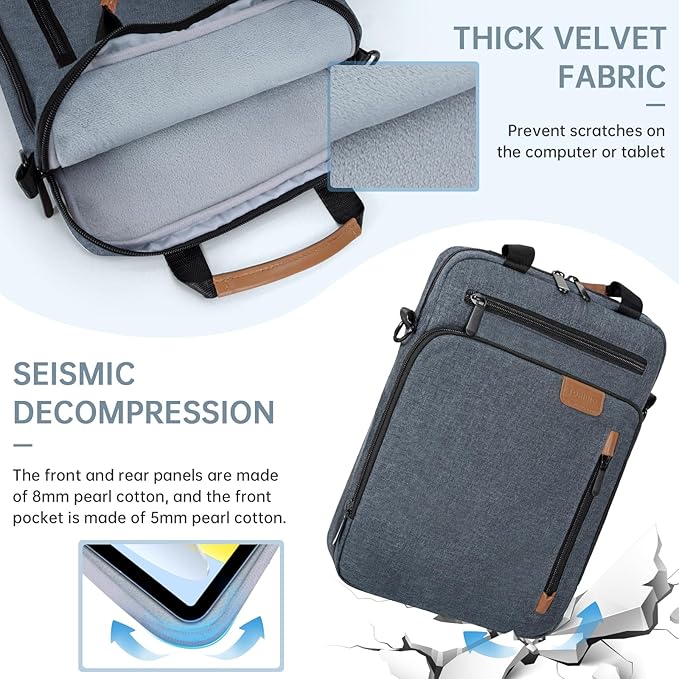 13.3-14 Inch Laptop Sleeve Bag, Padded Carrying Case for MacBook Pro M3/M2 14" /13", MacBook Air 13.6" M3/M2 2024/2022, Surface Pro AI PC/9/8 13",Protective Bag with Accessory Pocket, Blue