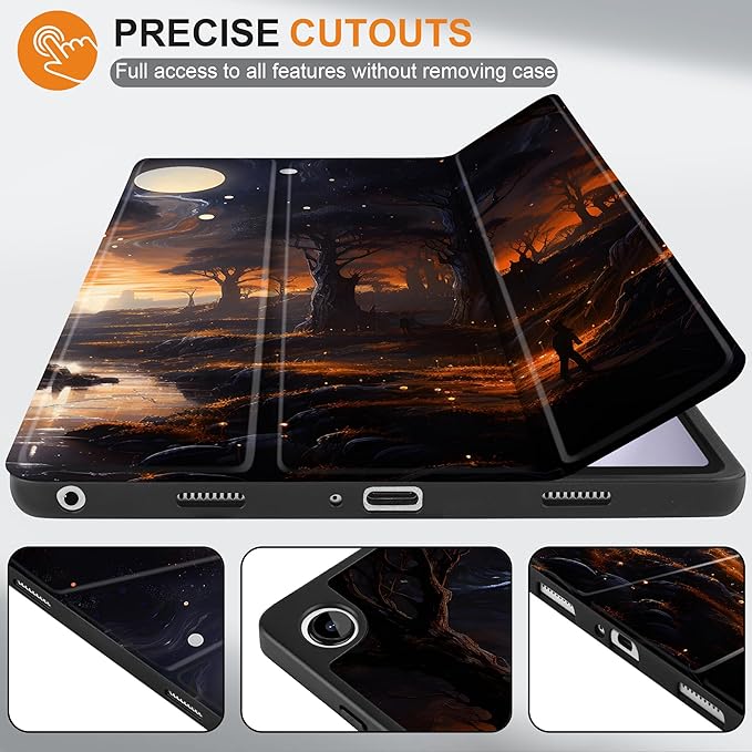 MEEgoodo Case for Samsung Galaxy Tab A9 Plus 11 inch Cover 2024 2023 with S Pen Holder, A9+ Smart Tablet Cases with Trifold Stand+Soft TPU Back Shell+Smart Auto Wake/Sleep, Fantasy Night Landscape