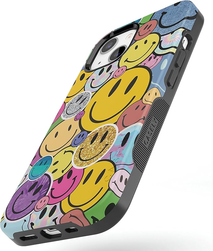 Casely iPhone 14 Case | All Smiles | Smiley Face Sticker | Compatible with MagSafe | Bold Protective Design