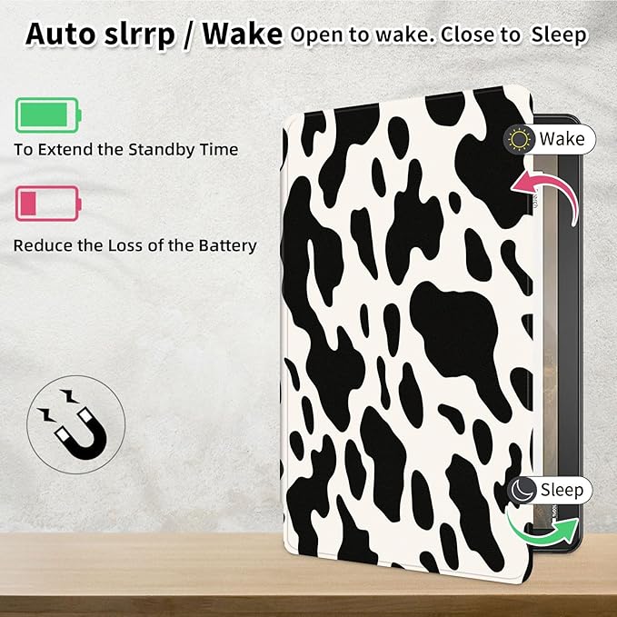 Case for Samsung Galaxy Tab S10 FE / S9 FE 5G 10.9 inch & Tab S9 11 inch, PU Leather 360° Rotating Stand Cover, Auto Sleep/Wake, Folio Smart Protective Cover, Cow Print