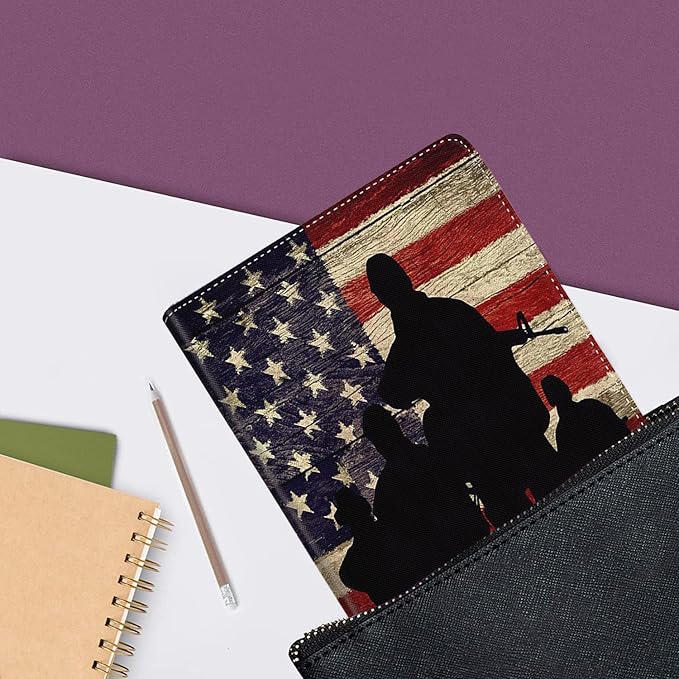 Case for Samsung Galaxy Tab A9+ 11’2023 Model (SM-X210/X216/X218)，Slim Fit Foldable Standing Cover Case with Auto Sleep/Wake，American Flag American Soldier Military
