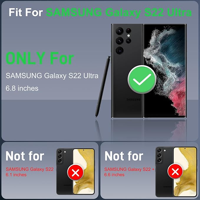 for Samsung Galaxy S22 Ultra Case, with [2 Pack] HD Screen Protector, [Military-Grade] Shockproof Dust/Drop Proof 3-Layer Full Body Protection Heavy Duty Case for Galaxy S22 Ultra, Deep Purple