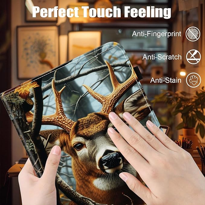 Case for Samsung Galaxy Tab A9 Plus/A9+ 5G 11 Inch 2023 Model (SM-X210/X216/X218),Card Slot PU Leather TPU Case Pen Holder Auto Wake Sleep,Deer in Tree Forest