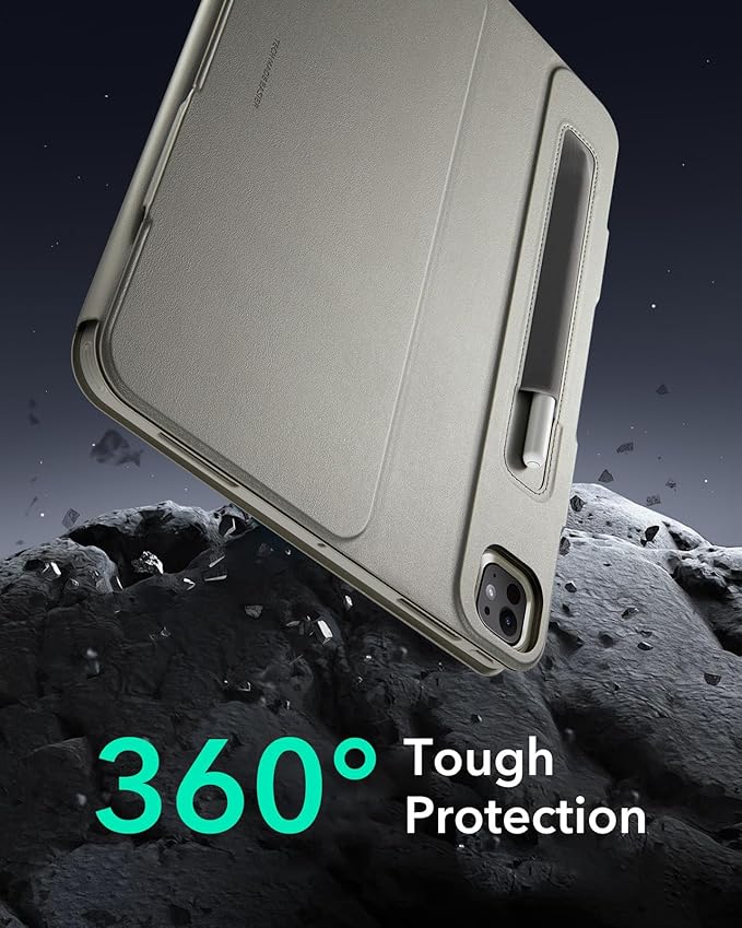 ESR for iPad Pro 13 Inch Case M4(2024), iPad Pro 13 Rotating Case with Removable Magnetic Cover, Adjustable Portrait/Landscape Stand with Raised Screen View, 9 Standing Angles, Shift Series, Titanium