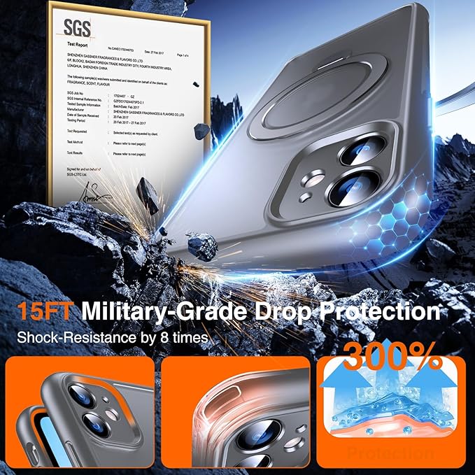 360° O-Ring MagStander for iPhone 11 Case with Magnetic Kickstand Ring Holder [Compatible with MagSafe][360°Rotate Stand Ring][Military Shockproof] Magnet iPhone 11 Phone Cover Matte Grey