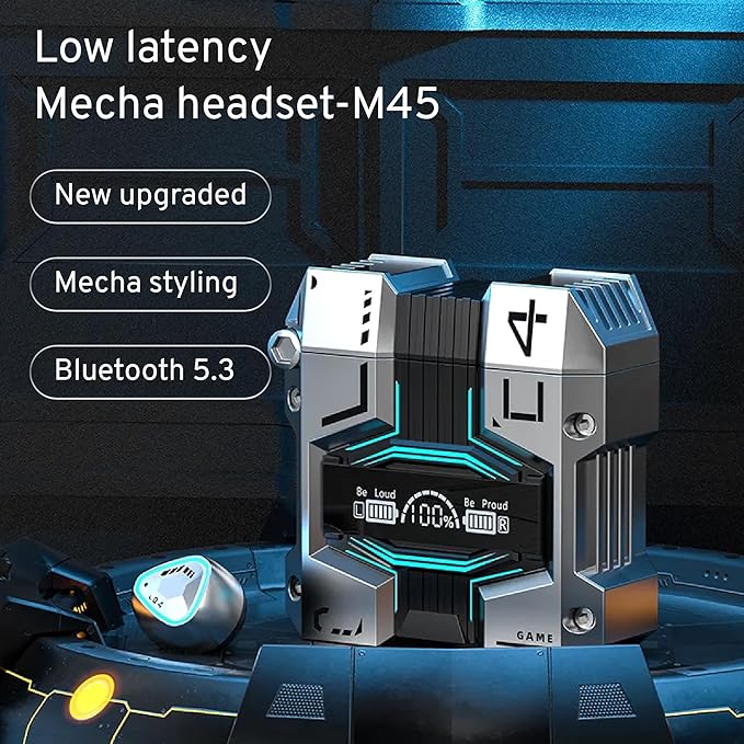 M45 True Wireless Earbuds with ENC, Bluetooth 5.3, IPX7 Waterproof, 120 Hours Long Battery Life with Built-in Mic, Compatible with iPhone & Androids (Black)