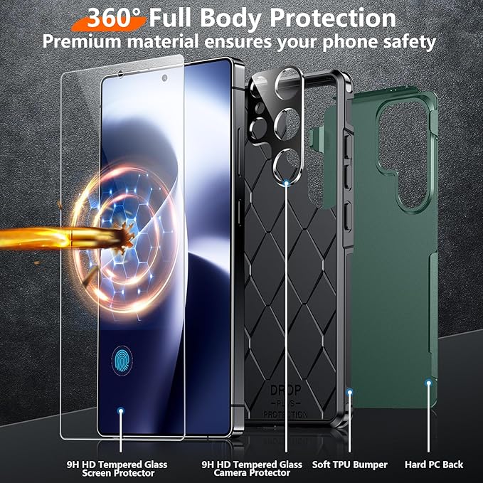 Red2Fire for Samsung Galaxy S25 Ultra Case, [Military Grade Drop Protection] Heavy Duty Full Body Shockproof Protection Non-Slip Phone Case for S25 Ultra Case 6.9 inch