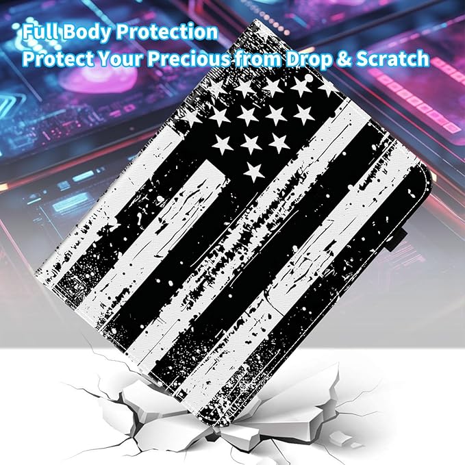 Case for Samsung Galaxy Tab S9 FE 5G 10.9 Inch/Galaxy Tab S9 11 Inch 2023,Card Slot PU Leather TPU Case Pen Holder Auto Wake Sleep,Vintage American Flag