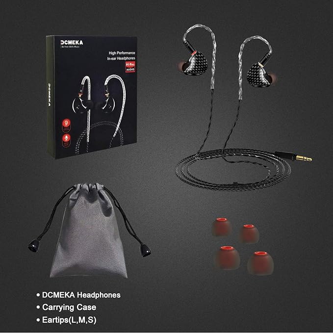 in Ear Monitor Headphones, HiFi Stereo IEM Earphones, Dynamic Dual Driver Wired Earbuds with Detachable Cable, Noise Canceling Headset for Singers Musicians Drummers Audiophile (Carbon Fiber)