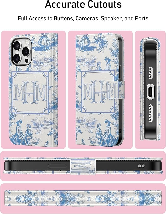 DEENAKIN for iPhone 15 Pro Max Wallet Case with Card Holder + Cash Clip, RFID-Blocking, Military-Grade Drop Protection, Magnetic Closure with Leather Kickstand - Heritage Artistry