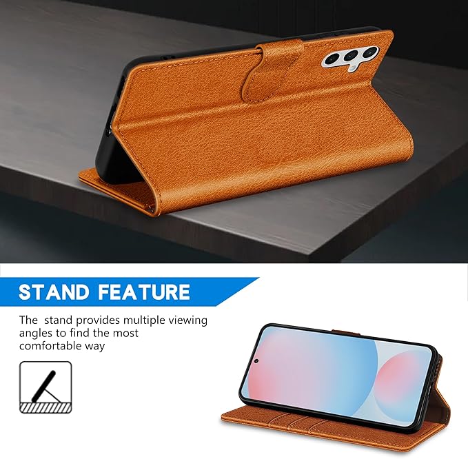 ZZXX for Samsung Galaxy S25 Plus Wallet Case with [RFID Blocking] Card Slot Kickstand Magnetic Closure Leather Flip Fold Protective Phone Case for Galaxy S25 Plus 5G Case Wallet(Brown-6.6 inch)