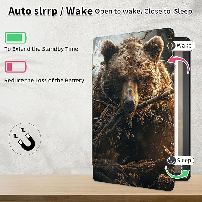 Case for Samsung Galaxy Tab S10 FE / S9 FE 5G 10.9 inch & Tab S9 11 inch, PU Leather 360° Rotating Stand Cover, Auto Sleep/Wake, Folio Smart Protective Cover, Brown Bear