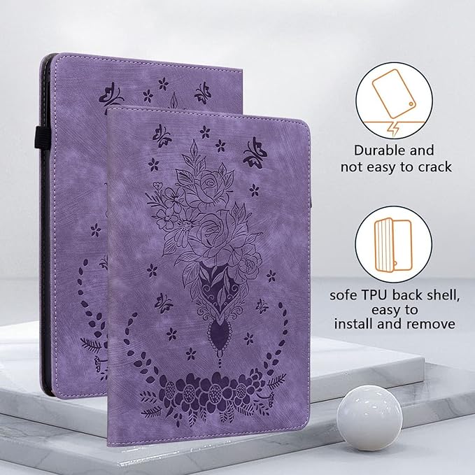 Case for Samsung Galaxy Tab S6 Lite 10.4 Inch 2024/2022/2020, Auto Wake/Sleep Multi-Angle Flip PU Leather Protective Cover with Stylus Holder for Galaxy Tab S6 Lite Case, Purple