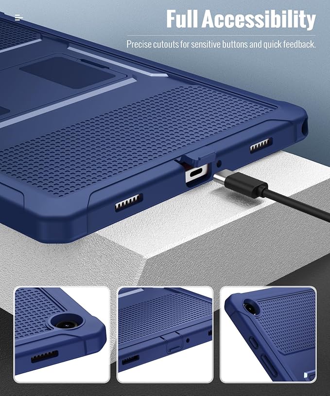 MoKo Case Fit Galaxy Tab A9 Plus 11-Inch 2023 (SM-X210/X216/X218), Shockproof Full Body Rugged Stand Back Cover Built-in Screen Protector Fit Galaxy Tab A9+ 11" 2023, Sea Blue