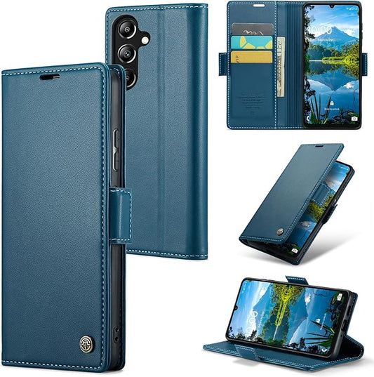 for Samsung Galaxy A16 5G/4G Case, Premium PU Leather Wallet Case Flip Cover with [RFID Blocking][Card Holder][Stand Function] Shockproof Protective for Samsung Galaxy A16, Blue