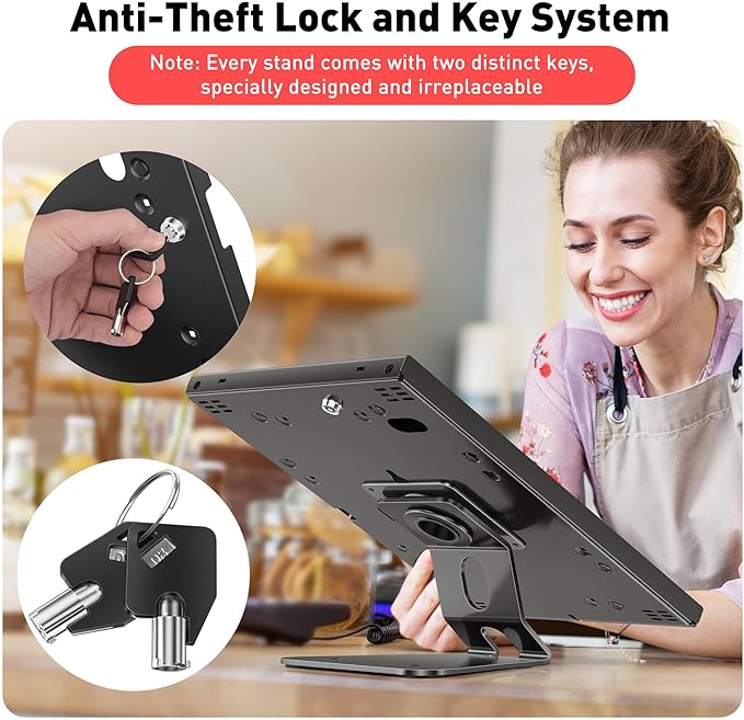 AboveTEK Anti-Theft Tablet Stand – iPad Locking & Security Stand, Countertop & Wall Mount POS Stand, 360° Swivel Kiosk Stand for iPad/iPad Air/iPad Pro – Ideal for Retail Business (Black)