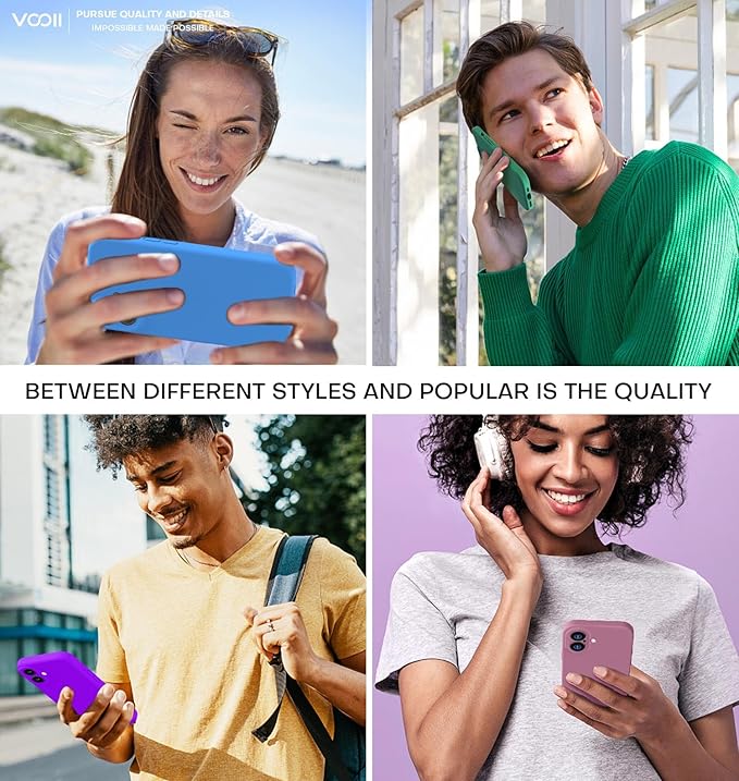 Vooii Compatible with iPhone 16 Plus Case, Liquid Silicone Upgrade [Camera Protection] [Soft Anti-Scratch Microfiber Lining] Shockproof Phone Case for iPhone 16 Plus 6.7 inch - Neon Purple