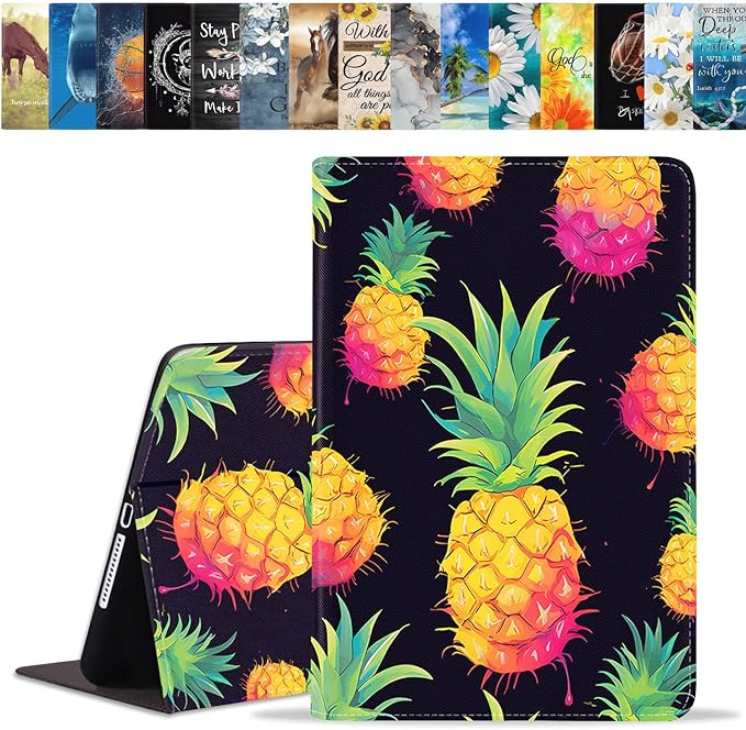 Case for Samsung Galaxy Tab S10 Lite / S10 FE / S9 FE 10.9-Inch / S9 11-Inch, Slim Lightweight PU Leather Stand Cover with Auto Wake/Sleep, Pineapple