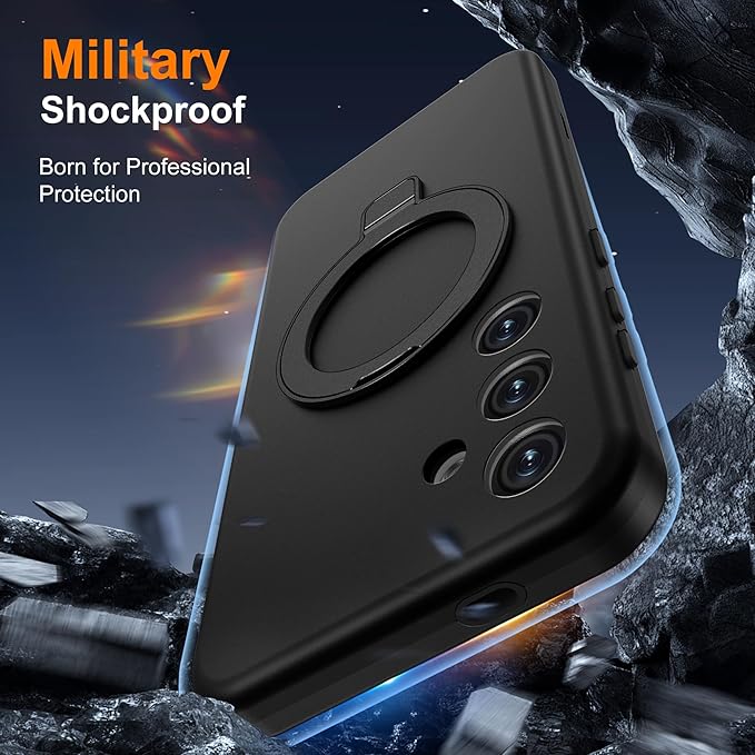 Designed for Samsung Galaxy S24 Plus Case with Magnetic Ring Stand [Compatible with Mag-Safe][Military Grade Drop Protection][Build in Kickstand] Shockproof Galaxy S24+ Phone Case 6.7",Black