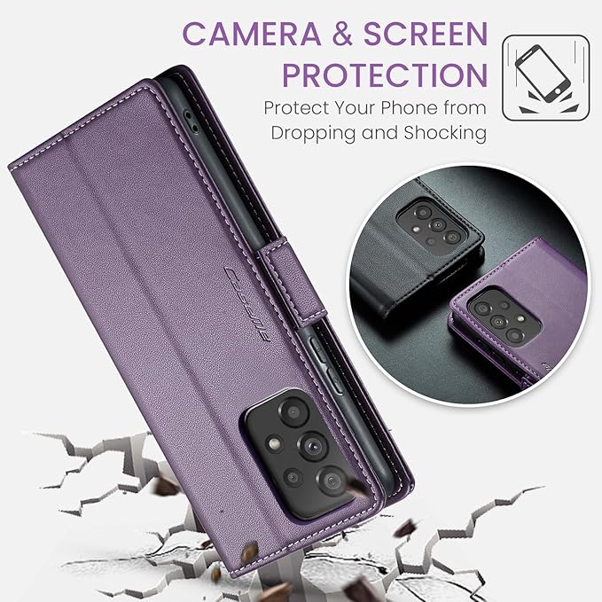 for Samsung Galaxy A53 5G Case, Premium PU Leather Wallet Case Flip Cover with [RFID Blocking][Card Holder][Stand Function] Shockproof Protective for Samsung Galaxy A53, Purple