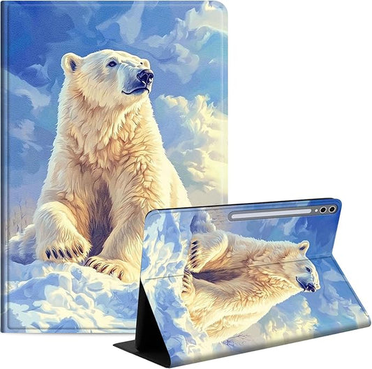 Case for Samsung Galaxy Tab S10 Plus/ S9 FE Plus/ S9 Plus 5G Tablet 12.4'', Slim PU Leather Stand Cover with Auto Wake/Sleep, Multi-Angle Viewing & Shockproof, White Polar Bear