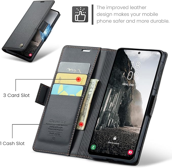 for Samsung Galaxy A56 5G Case, Premium PU Leather Wallet Case Flip Cover with [RFID Blocking][Card Holder][Stand Function] Shockproof Protective for Samsung Galaxy A56, Black