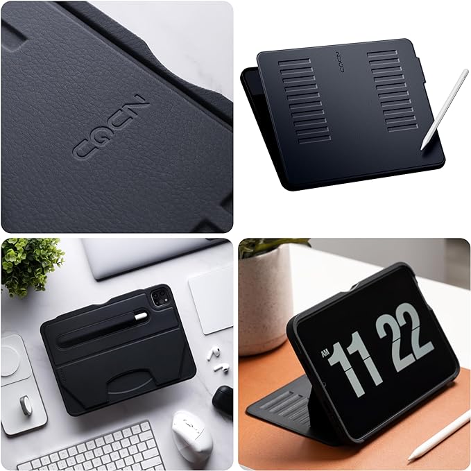 ZUGU Case for iPad Pro 12.9 Case 5th / 6th Generation Stand 2021/2022, Slim Protective Cover with Wireless Apple Pencil Charging, Magnetic Stand & Sleep/Wake Magnetic Cover, Stealth Black