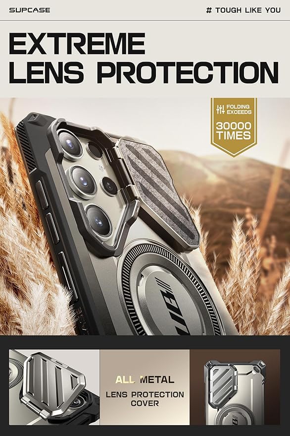 SUPCASE UB Mag XT Case for Samsung Galaxy S24 Ultra (2024 Release), Extreme Lens Protection Slim Rugged Case with Built-in Kickstand (Tigray)