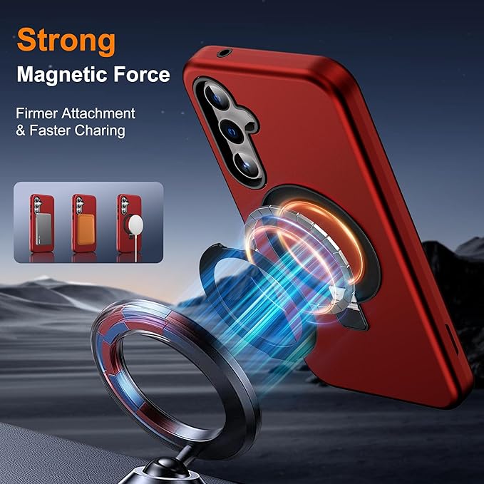 Designed for Samsung Galaxy S23 Plus Case with Magnetic Ring Stand [Compatible with Mag-Safe][Military Grade Drop Protection][Build in Kickstand] Shockproof S23 Plus Phone Case 6.6",Red