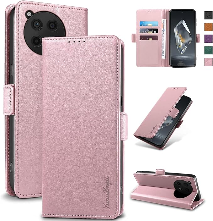 Wallet Flip Case for OnePlus 12R 5G - [RFID Blocking] Luxury PU Leather Card Holder Magnetic Phone Cover with Kickstand,Shockproof Protective Case,Pink