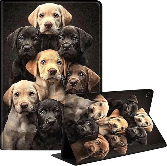 Case for Samsung Galaxy Tab A9+/A9 Plus 11” 2023 Model (SM-X210/X216/X218), Slim PU Leather Stand Cover with Auto Wake/Sleep, Multi-Angle Viewing & Shockproof, Labrador Puppies