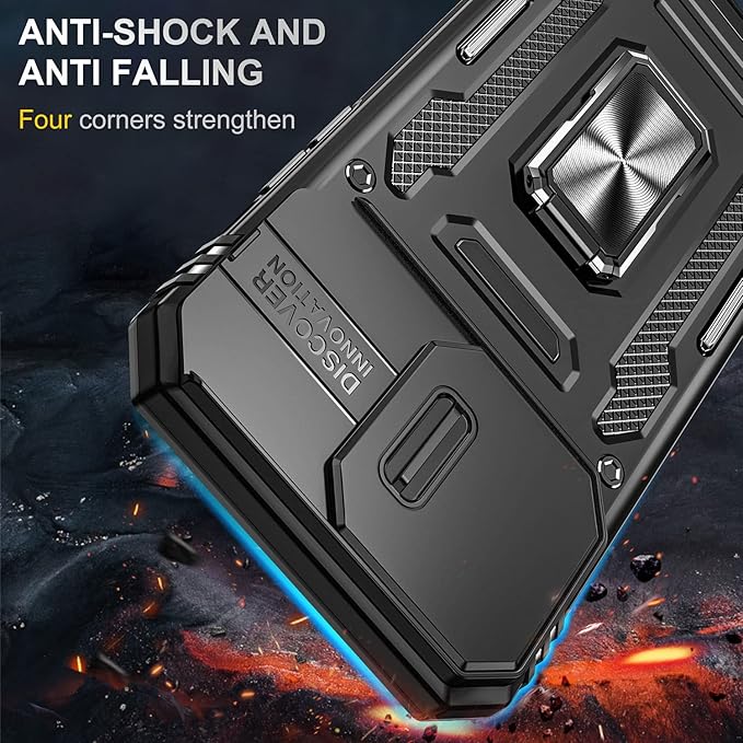 Case for iPhone 14 Pro Max Phone Case with Camera Cover, with Ring Holder Kickstand, with Magnetic Car Mount Function, for iPhone 14 Pro Max (Black)